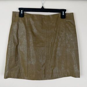 Free People Olive faux leather Mini Skirt